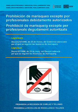 Cartel prohibicion de marisqueo