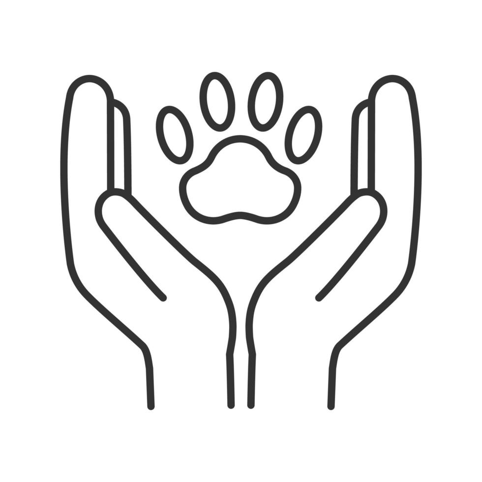 animal-welfare-linear-icon-thin-line-illustration-hands-holding-paw-pets-care-contour-symbol-isolated-outline-drawing-vector